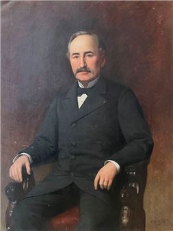 Portrait of a Man in a Black Suit in an Armchair Canvas - Auguste Raynaud