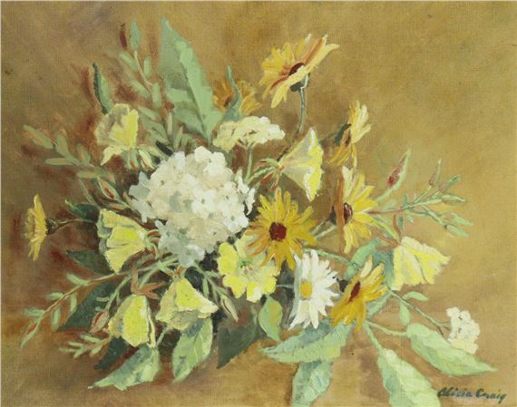 ALICIA CRAIG (British, 20th C). Still life of flowers, signed lower right, oil on canvas: 40cm x by Ailsa Craig