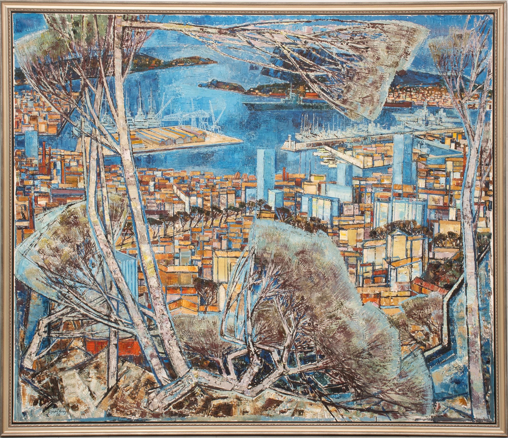 Artwork by Édouard-Georges Mac-Avoy, The Port of Toulon, France, Made of Oil on Canvas