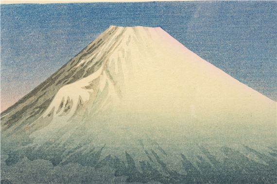 邦楽 Cool Wise Man Mt. Fuji / Moon  Mount Fuji - Moon Light - Osamu Sugiyama - Japanese Prints