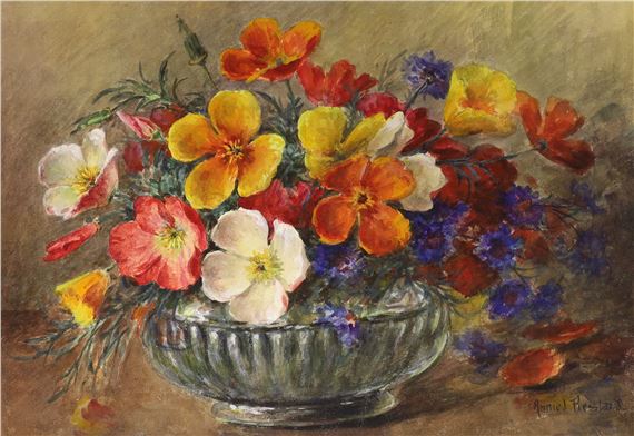 Still life’s of flowers in vases by Annie L. Pressland