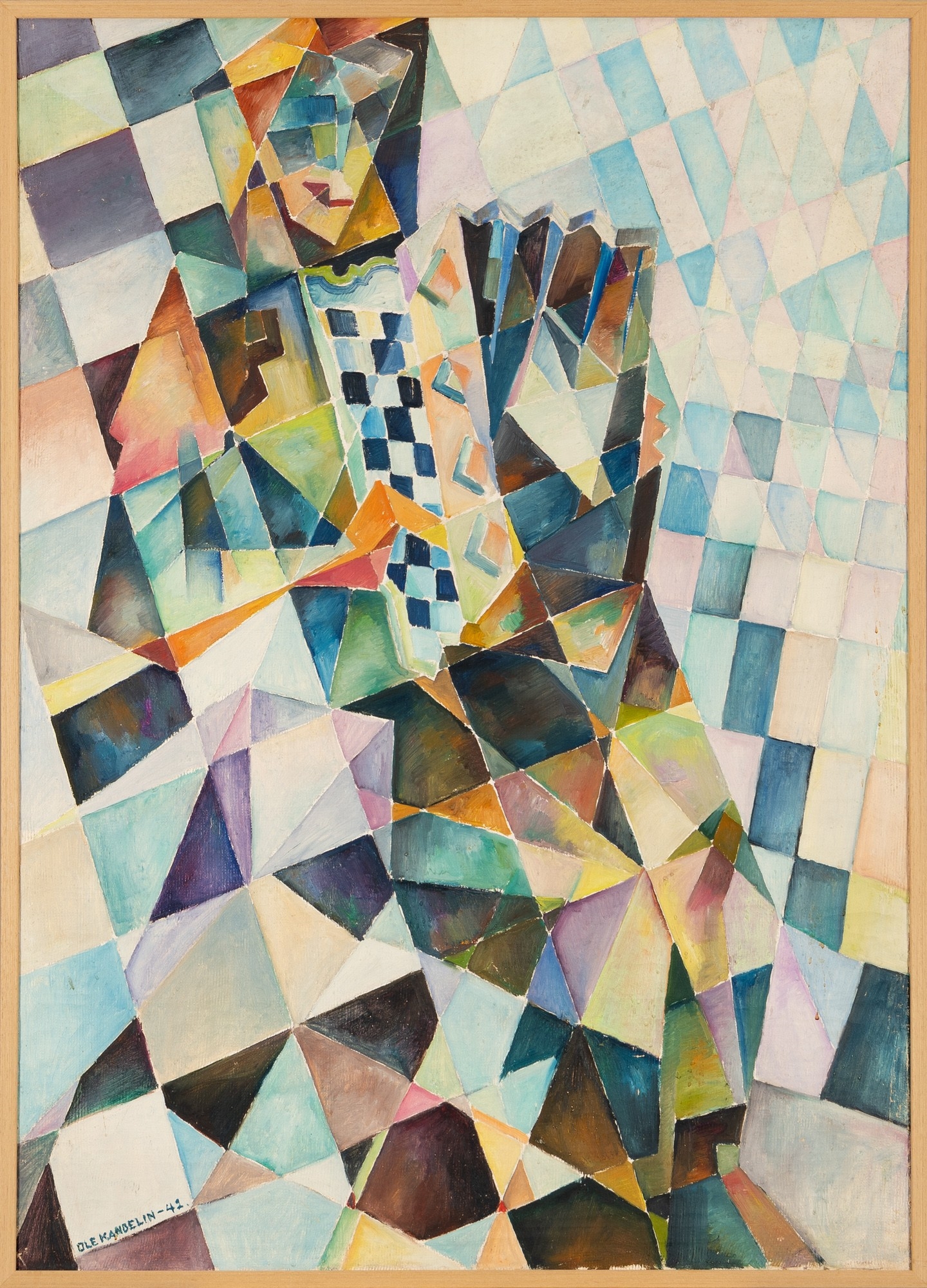 Artwork by Ole Kandelin, Accordion player, Made of oil