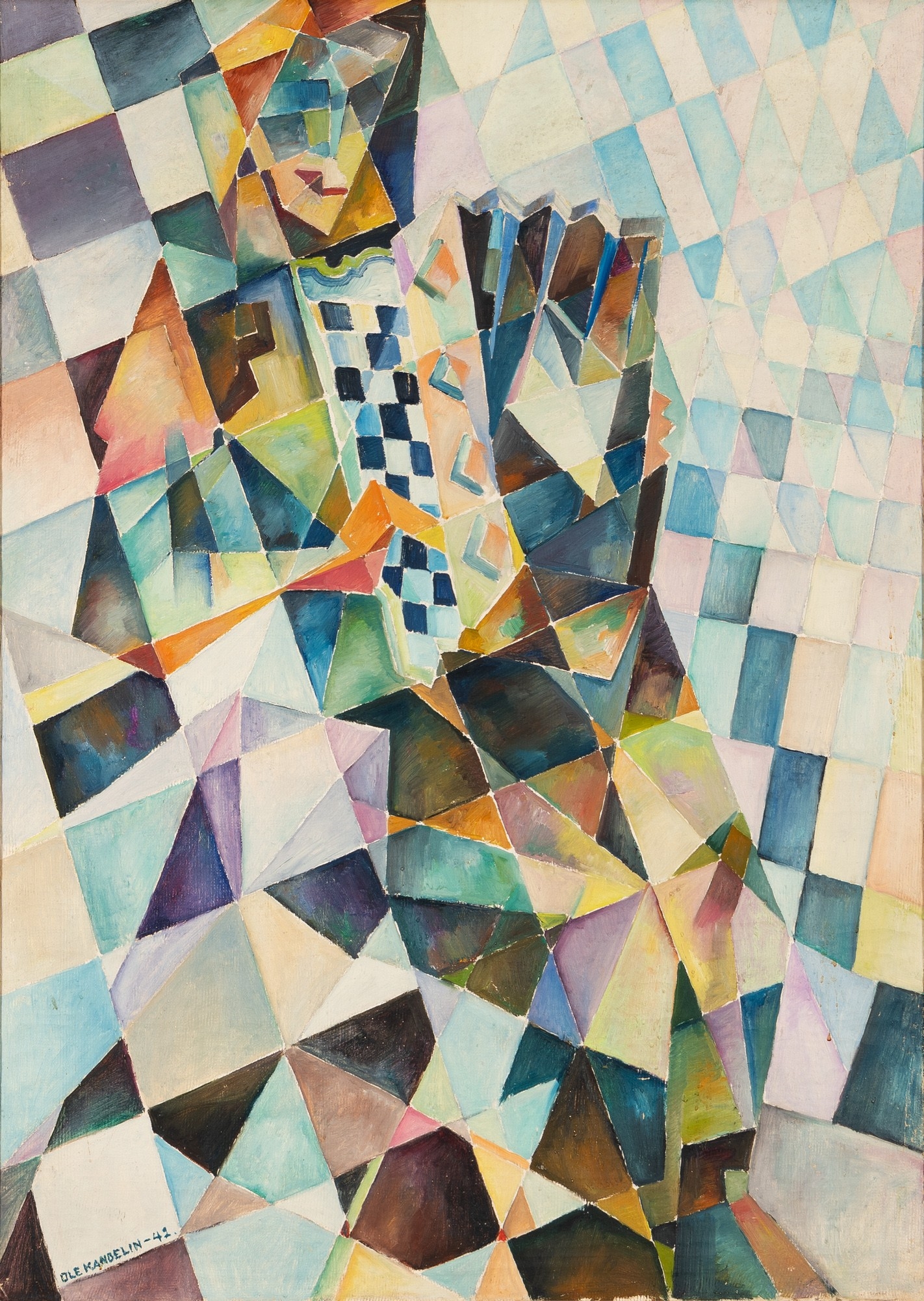 Artwork by Ole Kandelin, Accordion player, Made of oil