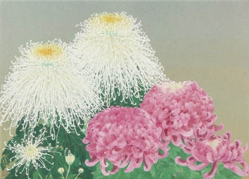 Artwork by Rieko Morita, Autumn flowers, Made of ink and color on paper
