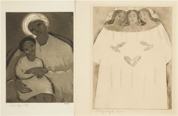 Madonna and Child-  aquatint, 1932, signed, dated and numbered 2/100 in pencil.   8 x 6" - Miriam Hagdagya