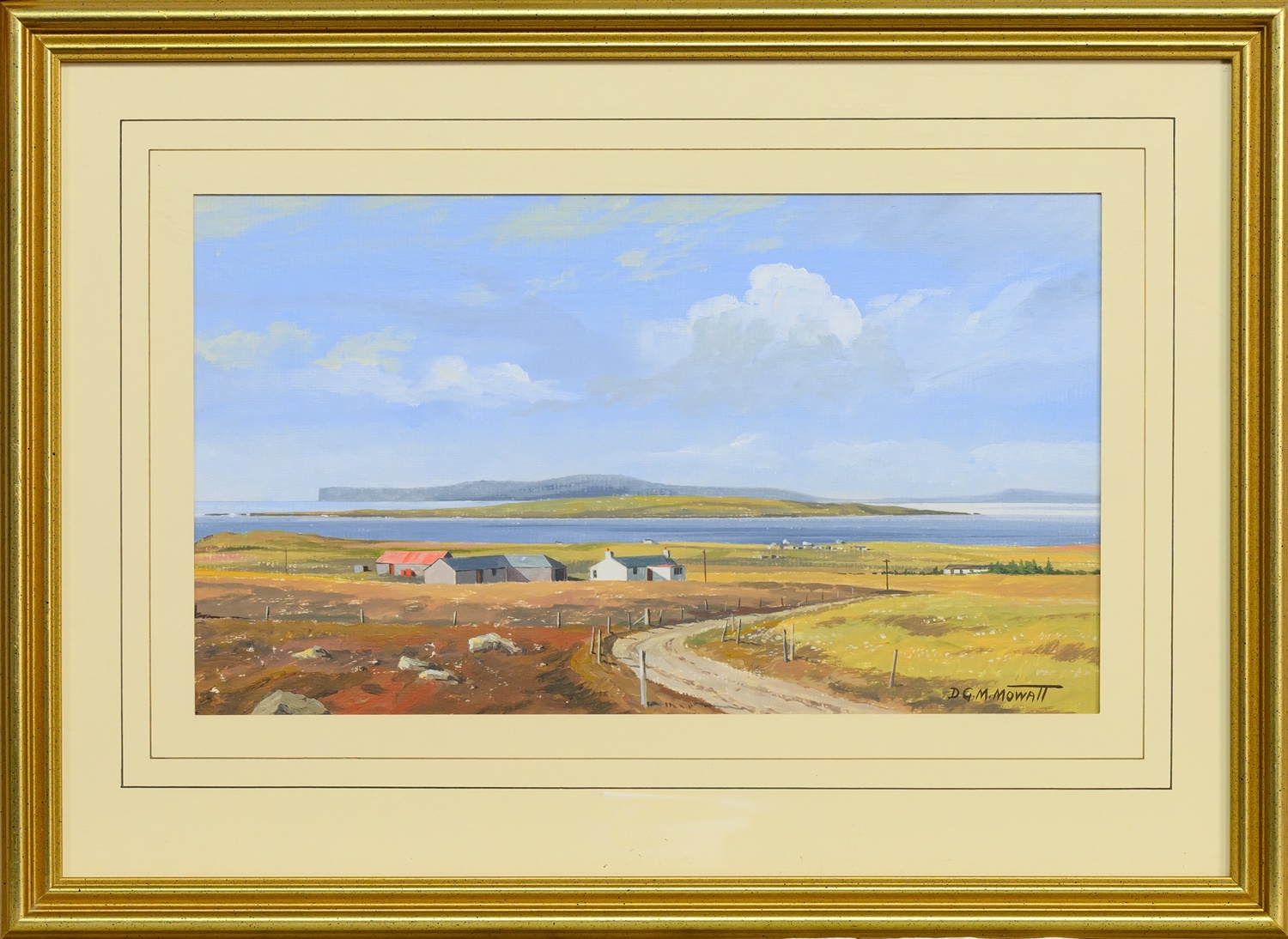 Artwork by Derek G. M. Mowatt, THE ORKNEYS FROM JOHN O' GROATS, Made of acrylic on board