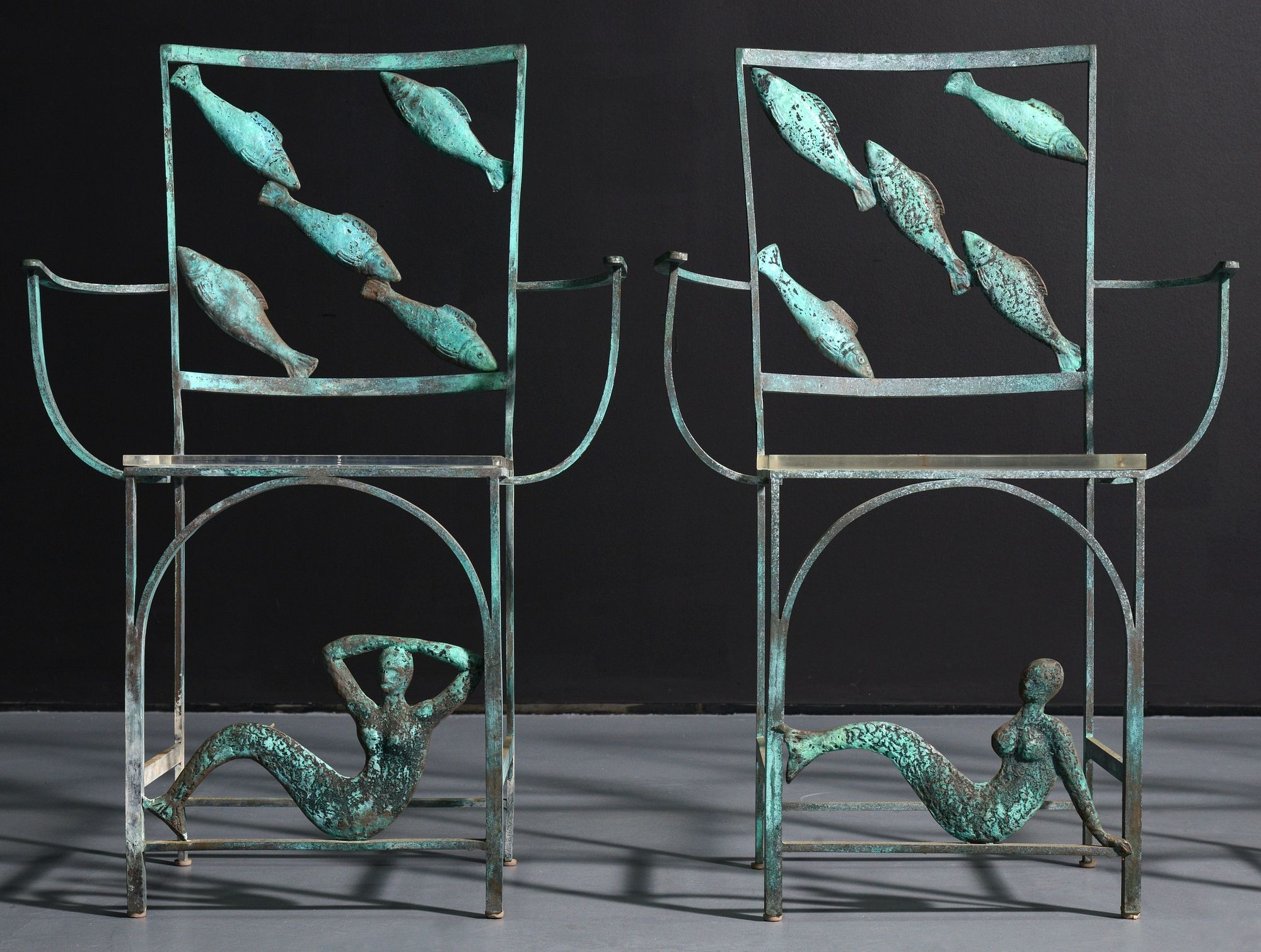 JacquesPierre Dufresne Rare Jacques Dufresne Bronze MERMAID Chairs, Set of 6 MutualArt