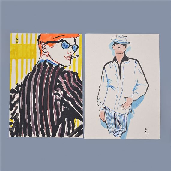 René Gruau | 2 Rene Gruau Fashion Paintings, Works on Paper | MutualArt