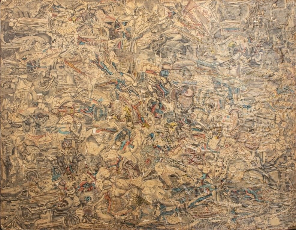 Artwork by Francis Jennings, Francis A. Jennings Anatomical Collage on Panel, Made of Collage on Panel