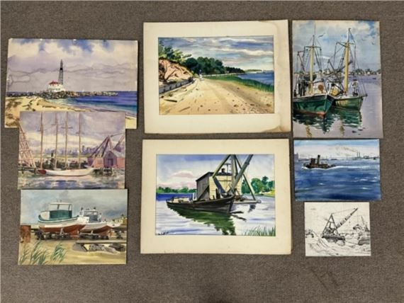 Group of Arnold Roberts Watercolors of Boats