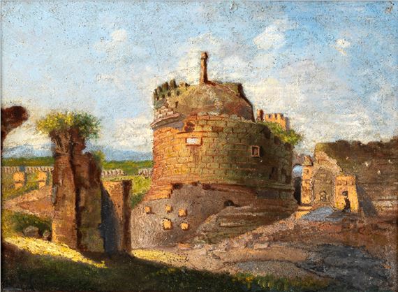 View of the mausoleum of Cecilia Metella by Roman School, 19th Century