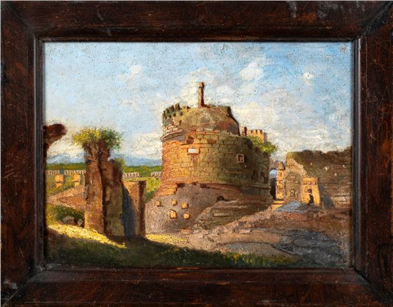 Roman School, 19th Century | View of the mausoleum of Cecilia Metella ...