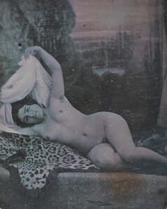 Artwork by Felix-Jacques Moulin, Untitled (Nude with Drape) , circa 1850, Made of Daguerreotype