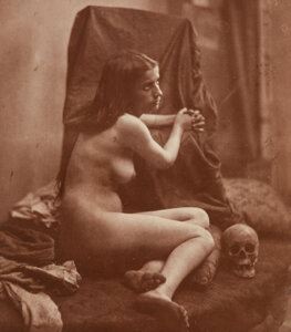 Praying Nude with Skull , circa 1856 - Frank Chauvassaignes