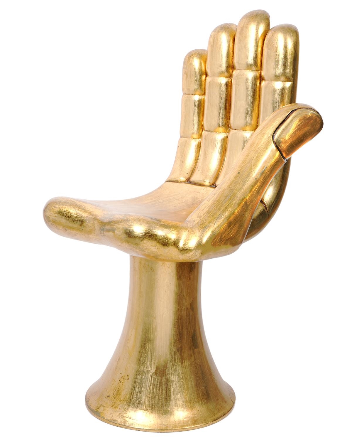Pedro Friedeberg Gilt 'Hand Chair' 38" H by Pedro Friedeberg