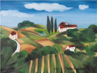 Houses in Rolling Landscape - Tatjana Krizmanic