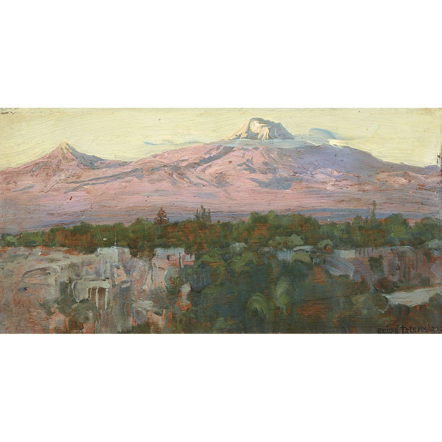 Artwork by Yeghishe Martirosi Tadevosyan, VUE SUR LE MONT ARARAT, Made of Oil on panel