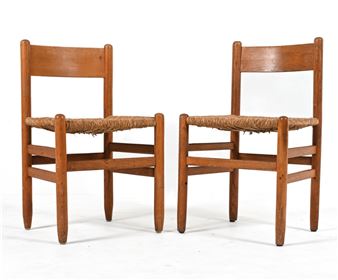2) ATTR. JOHAN VAN HEUVEL OAK & RUSH CHAIRS - Johan van Heuvel