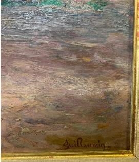 Artwork by Armand Guillaumin II, The village and the church of Larc ( Seine et Marne ), Made of oil on panel