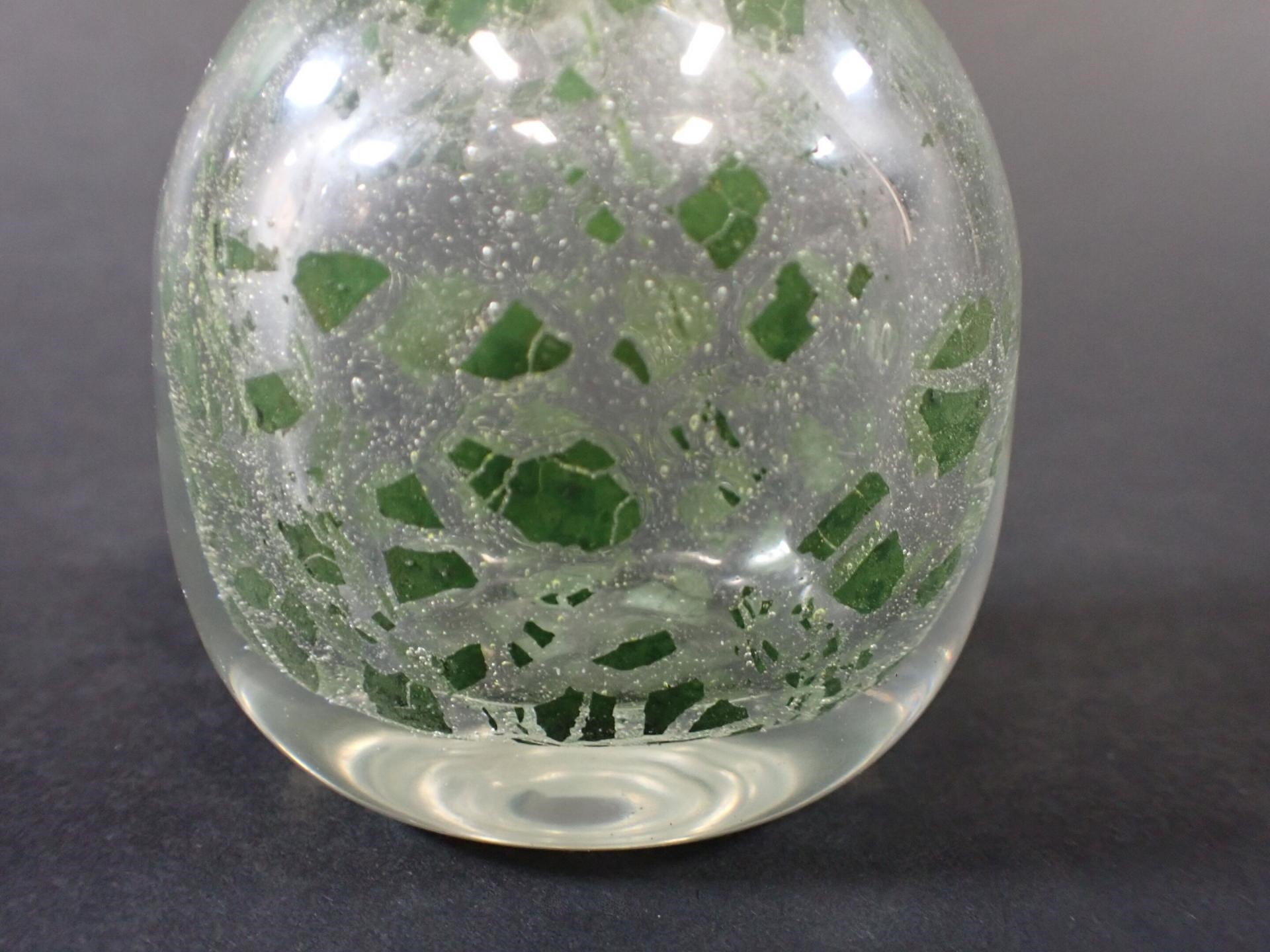 Artwork by Maurice Marinot, Petit flacon à craquelé très éclaté, Made of thick blown and hot-shaped glass, translucent orange, with inclusions of metal oxides