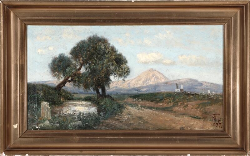 Artwork by Thorvald Simon Niss, Mountain landscape with a small stream, Made of Oil on canvas