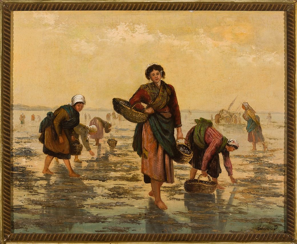 Artwork by R. Gould, Oyster Pickers, Made of Oil on canvas
