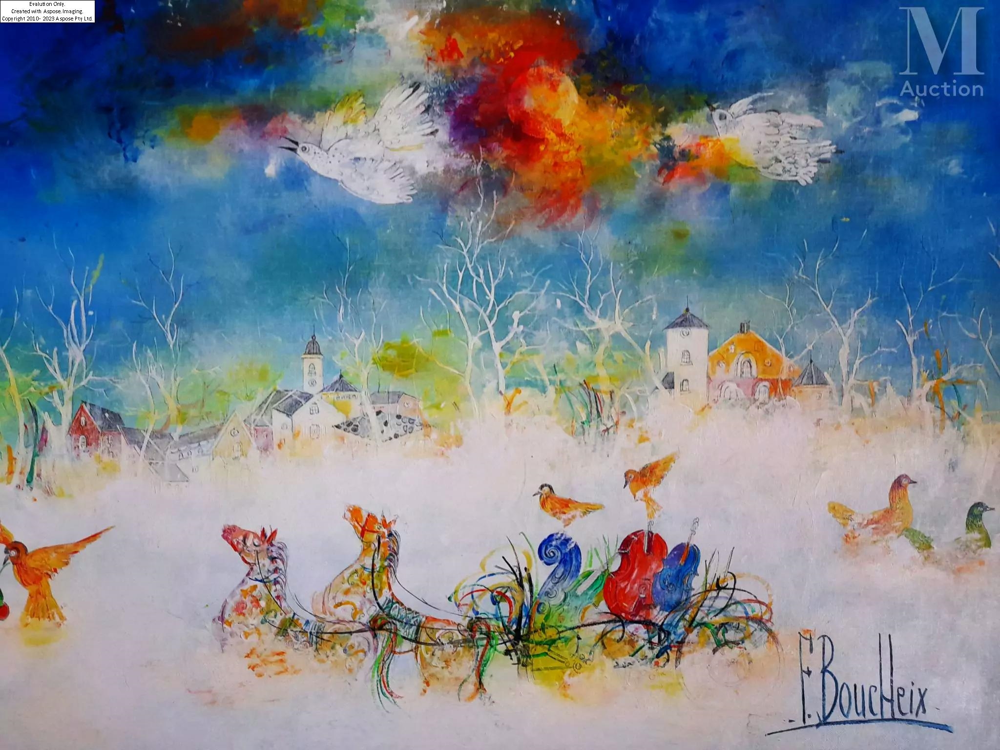 Artwork by François Boucheix, ''Un grand voyage un soir d'hiver'', Made of Huile sur toile