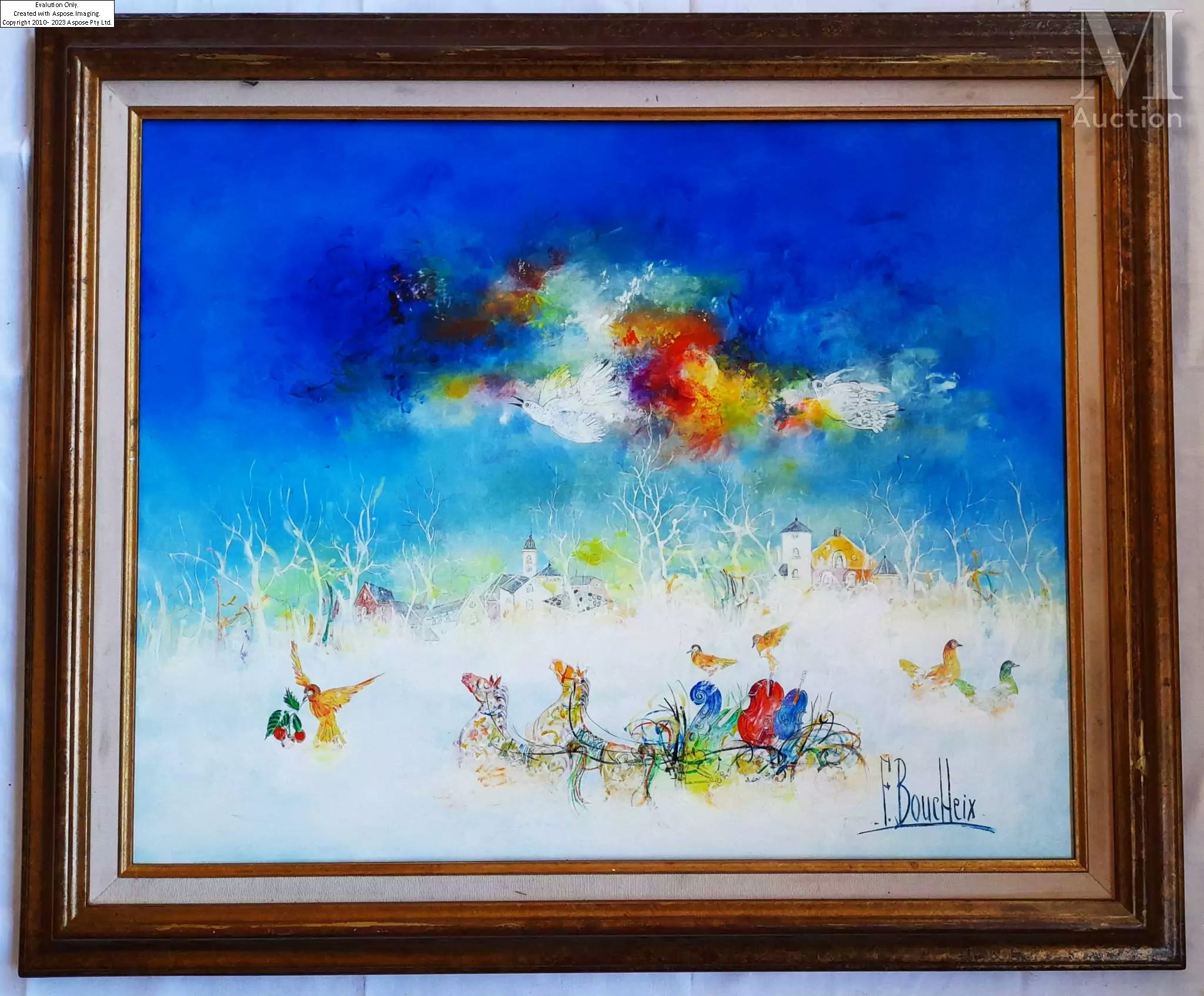 Artwork by François Boucheix, ''Un grand voyage un soir d'hiver'', Made of Huile sur toile