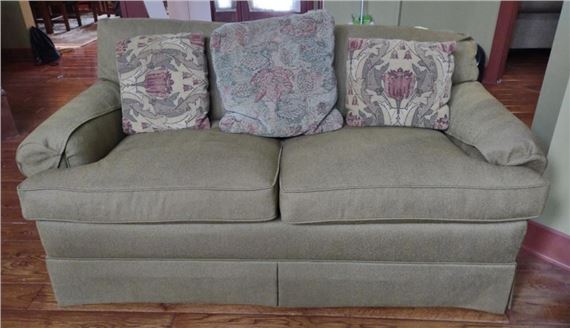 Lillian August Skirted 2 Seater Couch, 64", 35" x by Lillian August