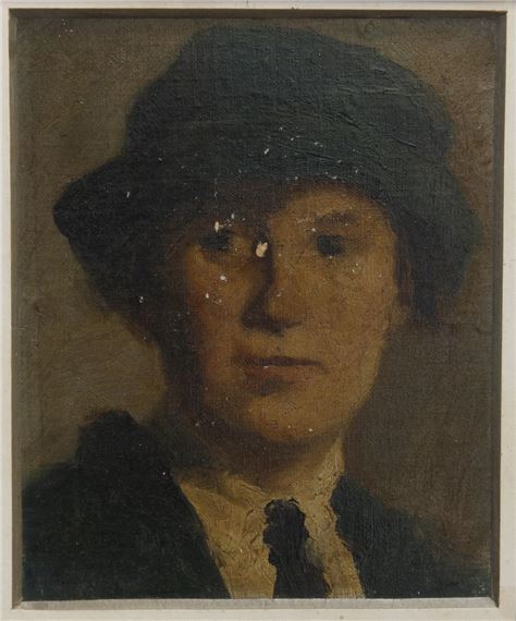 Kalapos tanulólány by Sándor Basilides, 1924