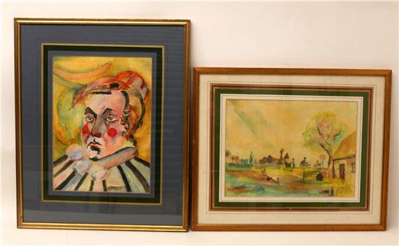 two surrealist , one a head and shoulders portrait by Bridget de Courcy, 20th century