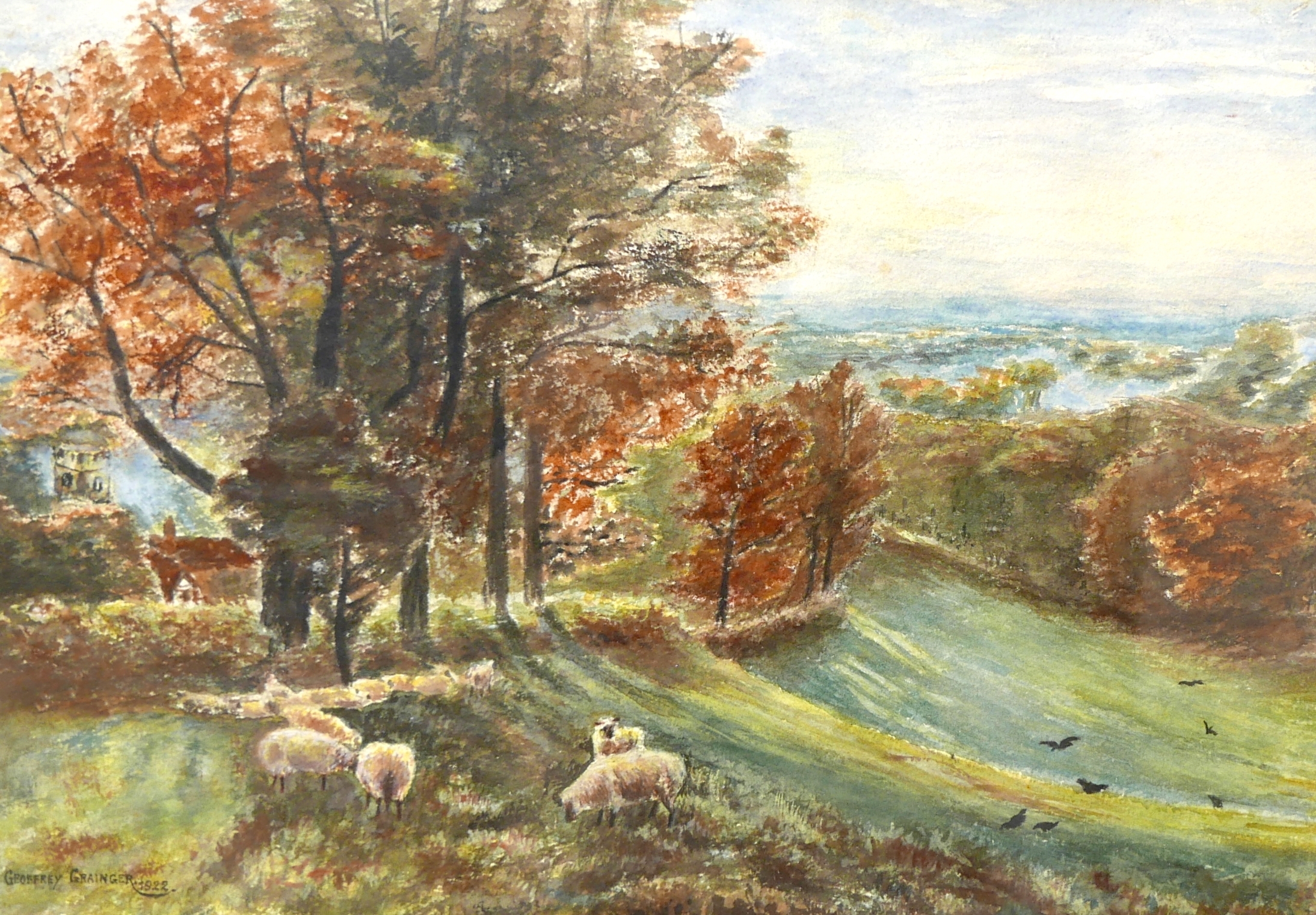 Geoffrey Grainger | sheep in a landscape (1922) | MutualArt