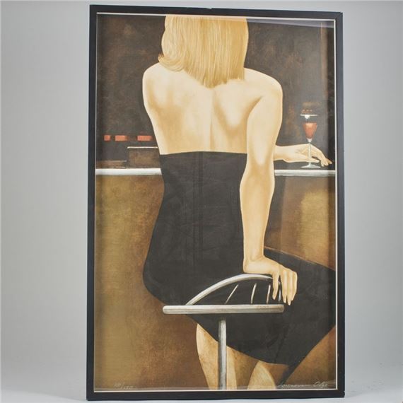 Kvinna i bar. Signerad - Olga Seminova