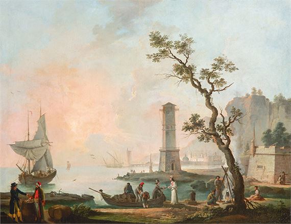 Vista costera al atardecer by José Camarón y Boronat, 1790