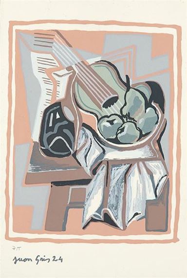 Guitarra, Frutero y Garrafa by Juan Gris, 1924