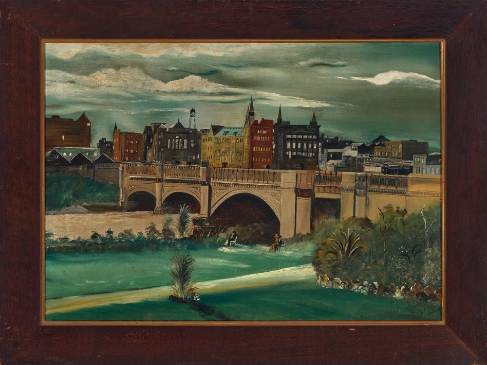 Artwork by G. F. Day, G.F. DAY (C19TH) - Town Scene and Bridge, Made of oil on canvas