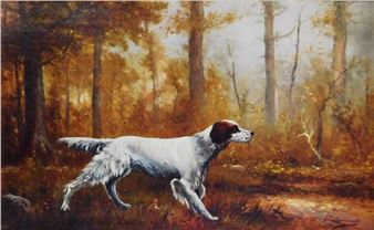 hunting dog on point - J.C. Durand