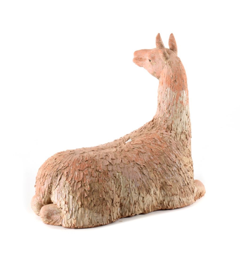 Artwork by Luís Valadares, Lama, Made of painted clay sculpture