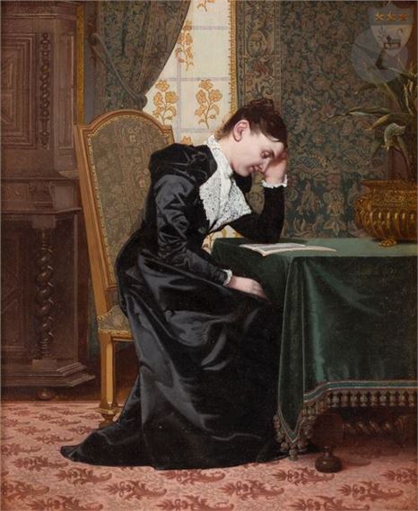 Woman reading by Henri Taurel
