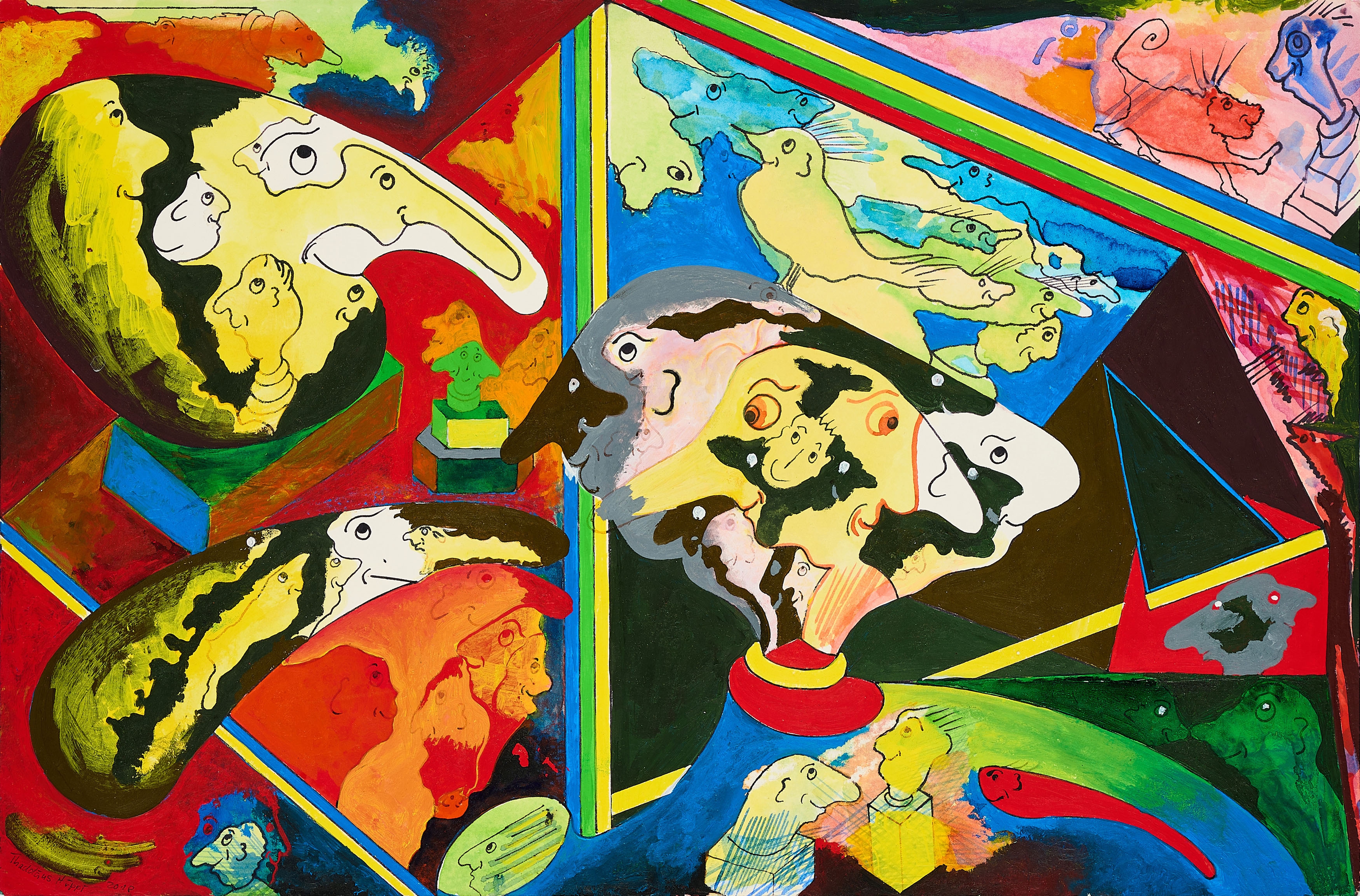 Artwork by Thaddäus Hüppi, Die Liebe fleht, helfe bei Leid, Made of Acrylic on card