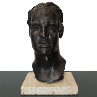 Volto di uomo, scultura in terracotta., XX secolo - Gaetano Giuffrè