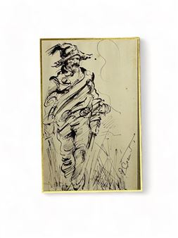 Étienne DUJARDIN-BEAUMETZ (1852-1913) The hunter Pen and ink on paper. Signed lower right. Size: 21 x 13 cm. After fighting in the 1870 war, Etienne Dujardin-Beaumetz entered the École des Beaux-arts in 1873, where he studied under Alexandre Cabanel. Two years later, he exhibited for the first time at the Salon de la Société des artistes français under the name Beaumetz. The 1870 war is a recurring theme in his work. The start of his political career in 1888 led him to cease all artistic activit - Henri-Charles-Etienne Dujardin-Beaumetz