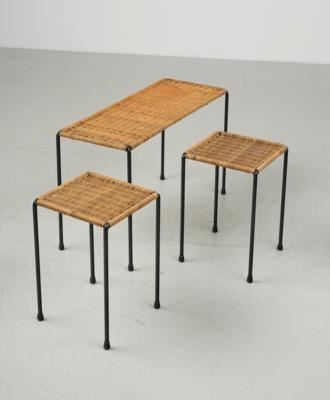 A large table and two small tables by Carl Aubock IV, 1925-1975
