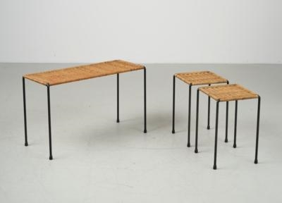 Artwork by Carl Aubock IV, A large table and two small tables, Made of black patinated iron