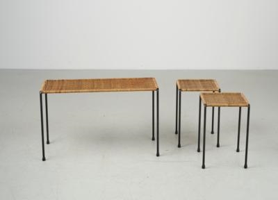 Artwork by Carl Aubock IV, A large table and two small tables, Made of black patinated iron