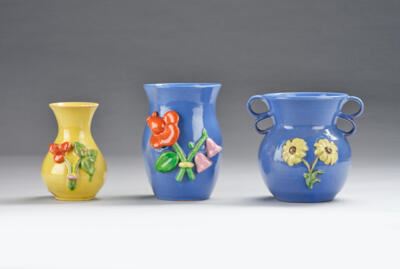 Walter Bosse, two vases and a handled vase by Walter Bosse