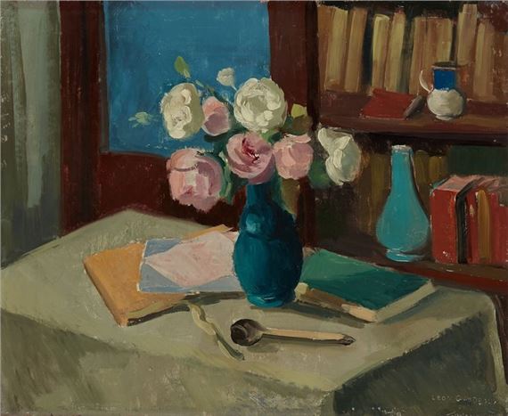 Still life with a vase of roses - Leon Gaudeaux