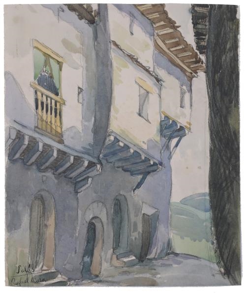Artwork by Rafael Mora, RAFAEL MORA (20TH CENTURY). “VILLAGE, Made of Watercolour on paper