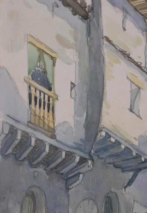 Artwork by Rafael Mora, RAFAEL MORA (20TH CENTURY). “VILLAGE, Made of Watercolour on paper