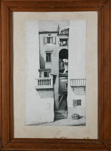 Artwork by Maurice Marandet, Bastia, Passage de la Marine (Corse), 1954, Made of dessin à l’encre